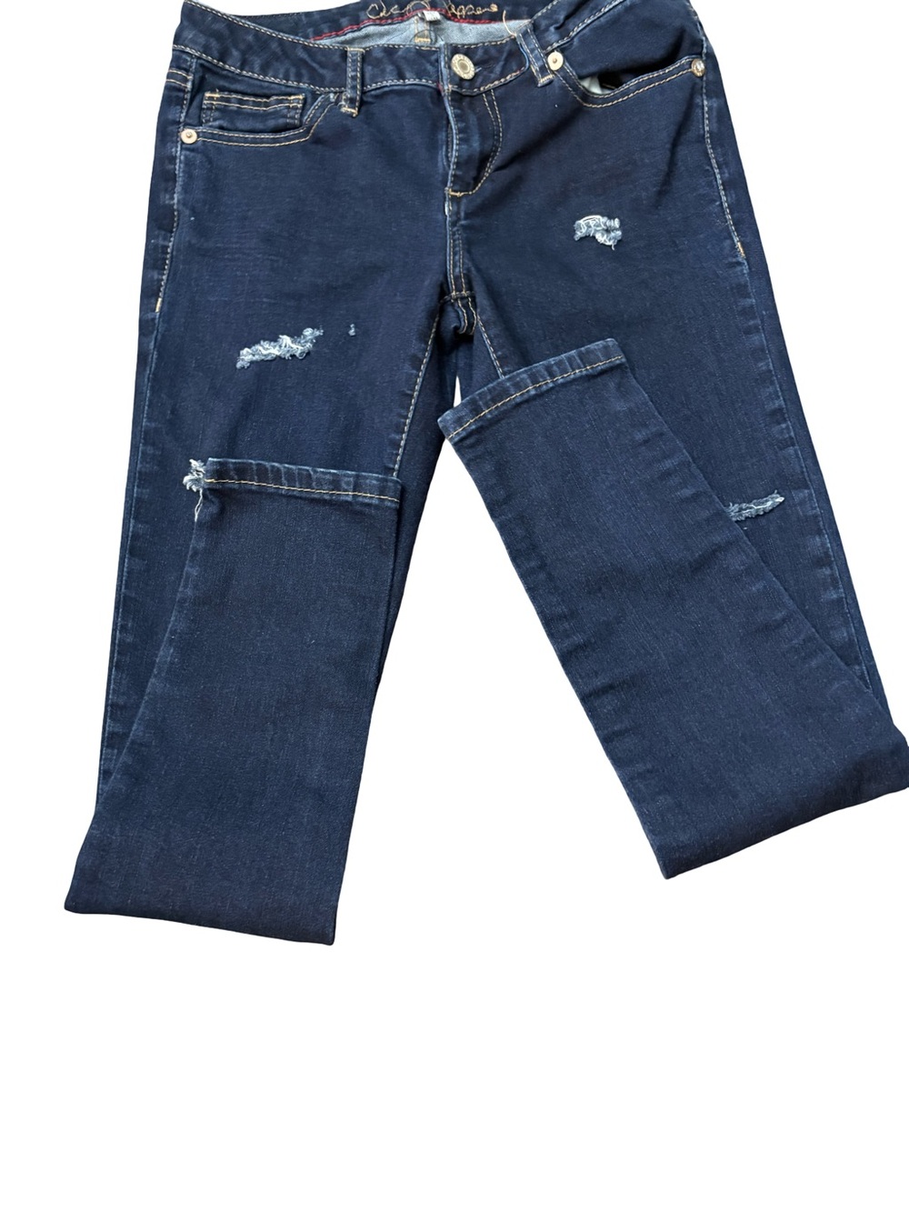 Chip & Pepper Slim Straight Dark Blue Distressed Jeans
